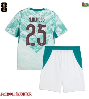 Portugal Nuno Mendes #25 Borta Kläder Barn VM 2026 Kortärmad (+ Korta byxor)